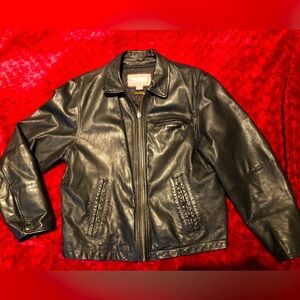 Vintage Wilson’s Classic Black Leather Jacket Full Zip Moto 90s-Y2K